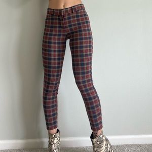 Express skinny cropped ankle high waisted plaid slacks, size 00S